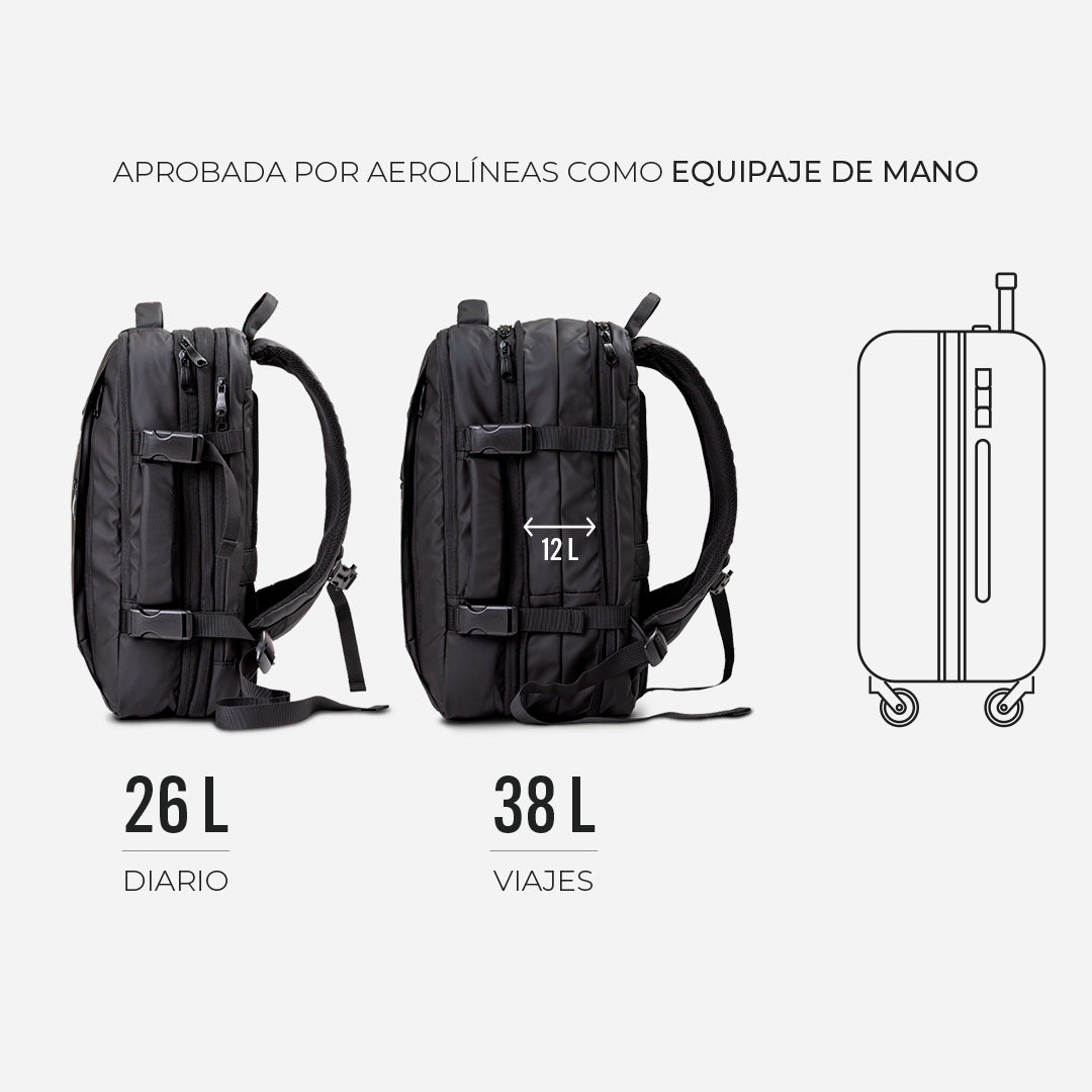 MOCHILA DE VIAJE CARRY ON PRO - NEGRA