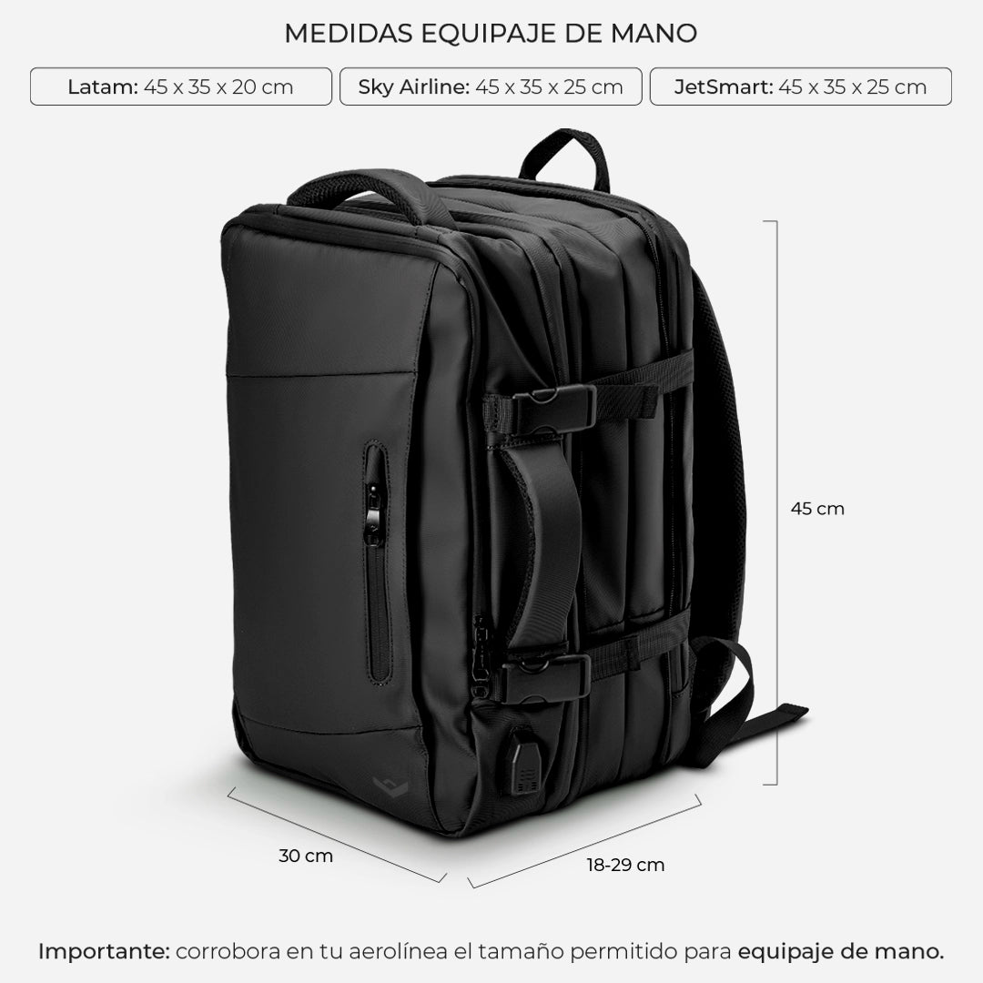 MOCHILA DE VIAJE CARRY ON PRO - NEGRA